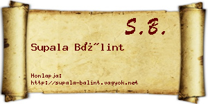 Supala Bálint névjegykártya